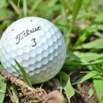 dirty golf ball on the grass